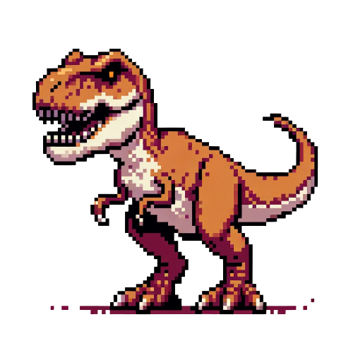 T-rex, drawn in pixel art
